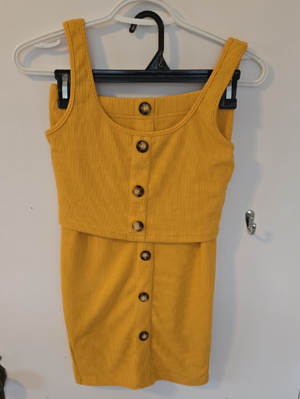 2pc Bright Yellow Summer Set - Crop Top And Skirt Combo